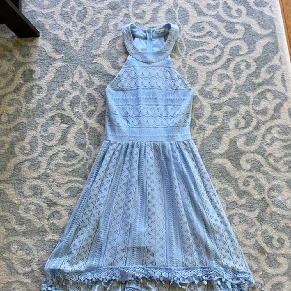 Francesca’s Baby Blue Halter Neck Dress